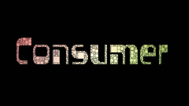 Protección Consumidor Pixelated Text Transforming Looping Pixels Glitch Effect — Vídeo de stock