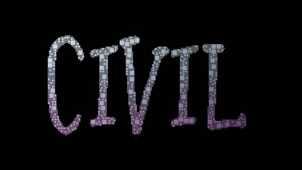 Civil Action Pixelated Text Warping Looping Grid Dengan Efek Glitch — Stok Video