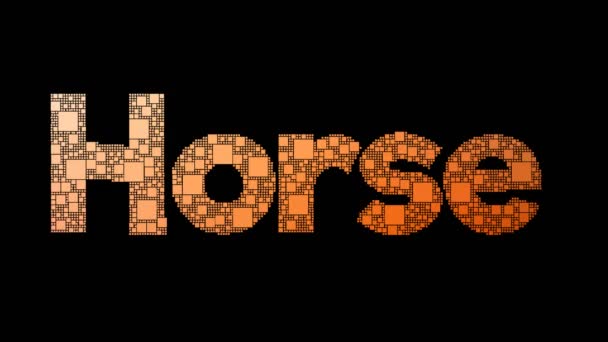 Pferd Sinn Verpixelte Text Verziehen Looping Quadrate Mit Glitch Effekt — Stockvideo