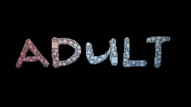 Vuxenutbildning Pixelated Text Morphing Looping Grid Med Glitch Effect — Stockvideo