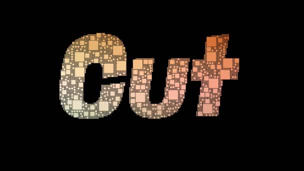 Klipp Tillbaka Pixelated Text Sammanslagning Looping Rutor Med Glitch Effect — Stockvideo