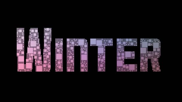 Winter Sale Pixelated Text Transforming Looping Pixels Met Glitch Effect — Stockvideo