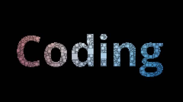 Sistema Codifica Pixelated Text Warping Looping Squares Con Effetto Glitch — Video Stock