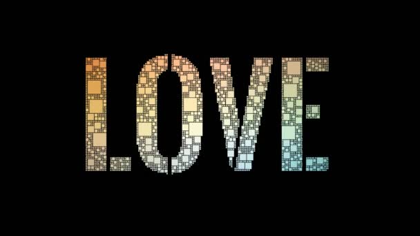 Love Letter Pixelated Text Transforming Looping Squares Met Glitch Effect — Stockvideo