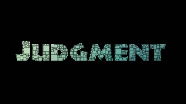 Judgment Day Pixelated Text Changing Looping Squares Glitch Effect — Stock Video