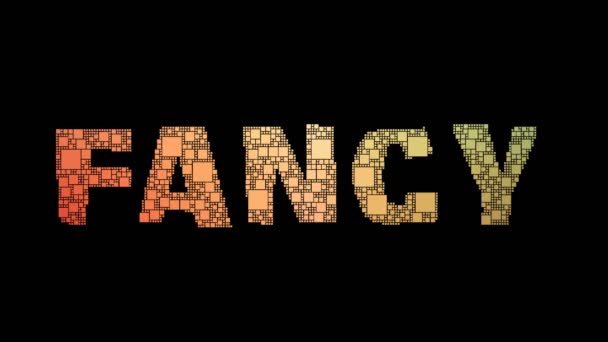 Fancy Dress Pixelated Text Transforming Looping Squares Glitch Effect — 비디오