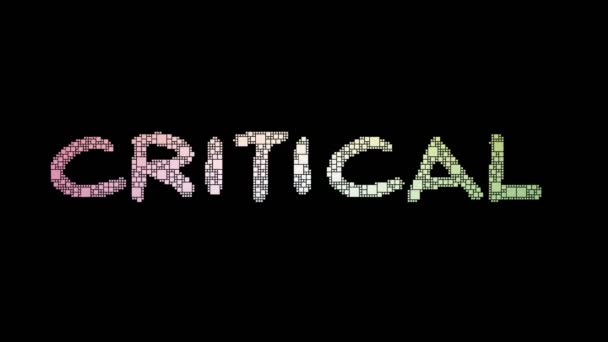 Critical Review Pixelated Text Changing Looping Grid Glitch Effect — Stock Video