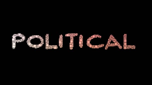 政治キャンペーンピクセル化されたテキストマージグリッチ効果を持つループグリッド — ストック動画