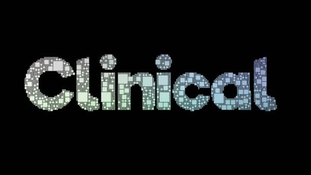 Neurología Clínica Pixelated Text Transformando Píxeles Bucle Con Efecto Fallo — Vídeos de Stock