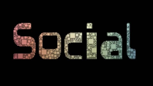 Social Science Pixelated Text Transforming Looping Pudełka Efektem Usterki — Wideo stockowe