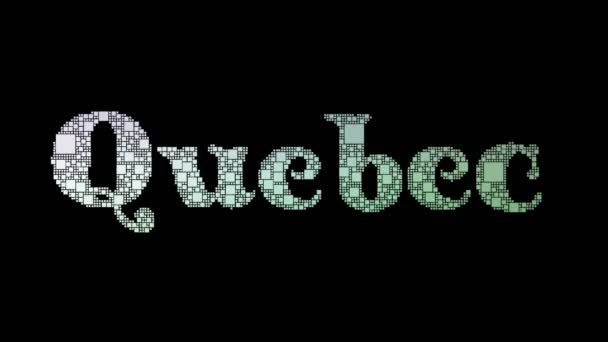 Quebec Cidade Pixelada Texto Warping Looping Squares Com Efeito Falha — Vídeo de Stock