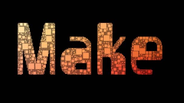 Make Money Pixelated Text Changing Looping Grid Glitch Effect — Stock Video