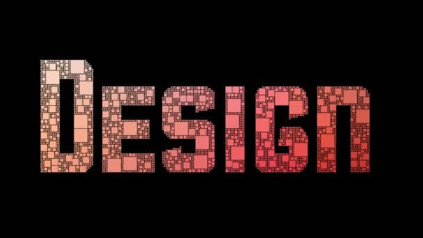 Design Review Pixelated Text Changing Looping Boxes Glitch Effect — Stock Video