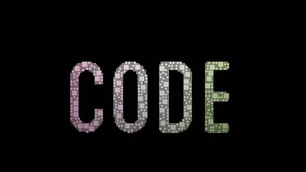 Code Review Pixelated Text Warping Looping Squares Glitch Effect — Stok Video