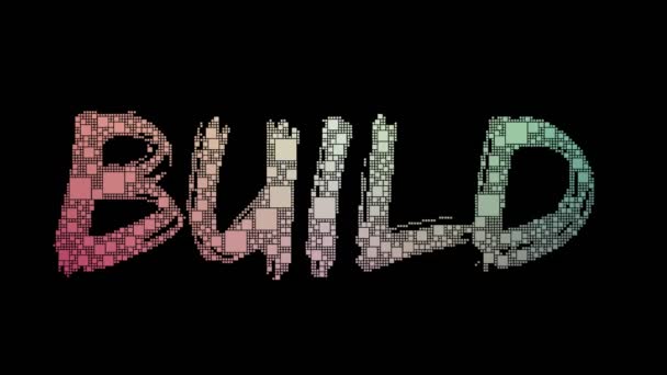 Bouw Voort Pixelated Text Merging Looping Grid Met Glitch Effect — Stockvideo