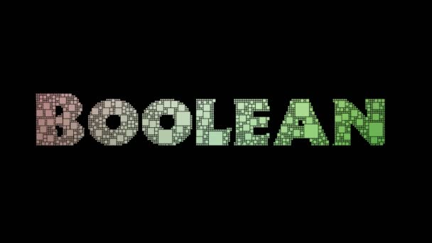 Boolean Logic Pixelated Text Warping Looping Grid Con Effetto Glitch — Video Stock