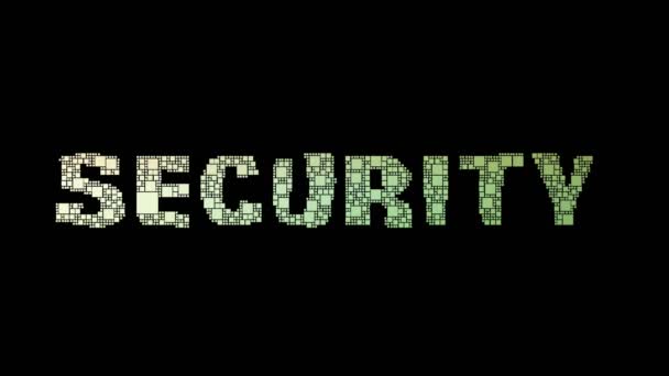 Security Interest Pixelated Texte Gauchissement Boucle Carrés Avec Effet Glitch — Video