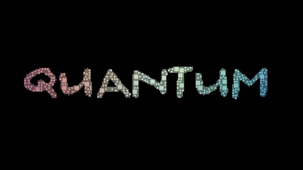 Quantum Mechanics Pixelated Text Morphing Looping Pixels Glitch Effect — Stok Video