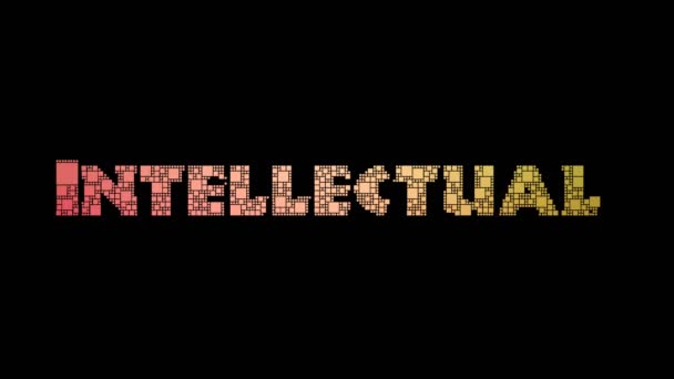 Intellectueel Eigendom Pixelated Text Warping Looping Boxes Met Glitch Effect — Stockvideo