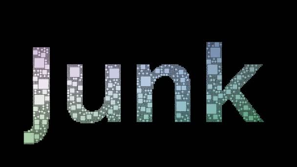 Junk Mail Pixelated Text Merging Looping Pudełka Efektem Usterki — Wideo stockowe