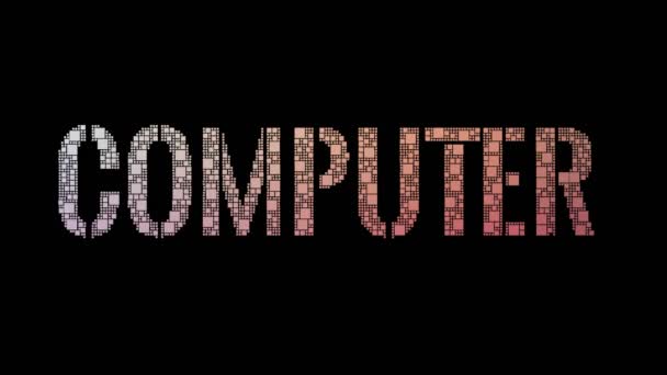 Computer Scientist Pixelated Text Ändra Looping Lådor Med Glitch Effect — Stockvideo