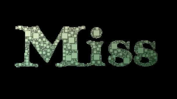 Miss Out Pixelated Text Changing Looping Squares Glitch Effect — Stock Video