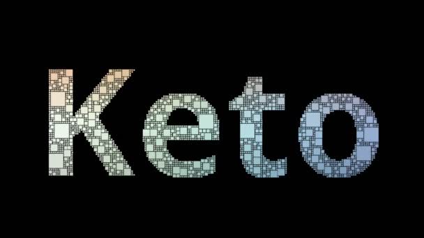 Keto Diet Pixelated Text Merging Looping Boxes Glitch Effect — стоковое видео