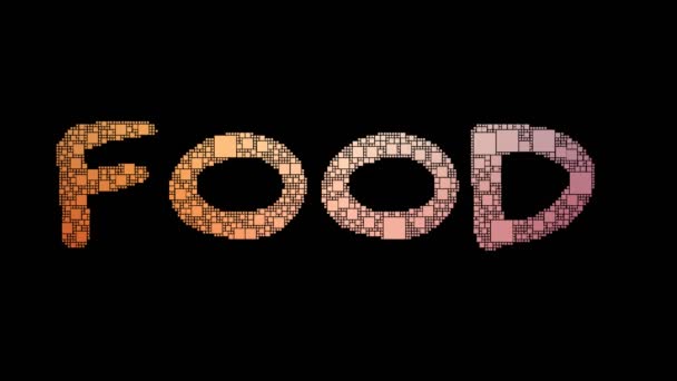 Food Market Pixelated Text Morphing Looping Grid Glitch Effect — Stock Video