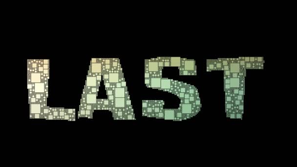 Laatste Oordeel Pixelated Text Morphing Looping Boxes Met Glitch Effect — Stockvideo