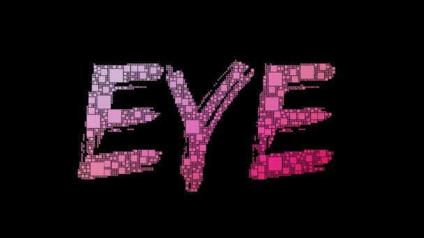 Eye Clinic Pixelated Text Morphing Pixeles Bucle Con Efecto Fallo — Vídeos de Stock