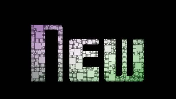 New Year Pixelated Text Merging Looping Grid Glitch Effect — Stock Video