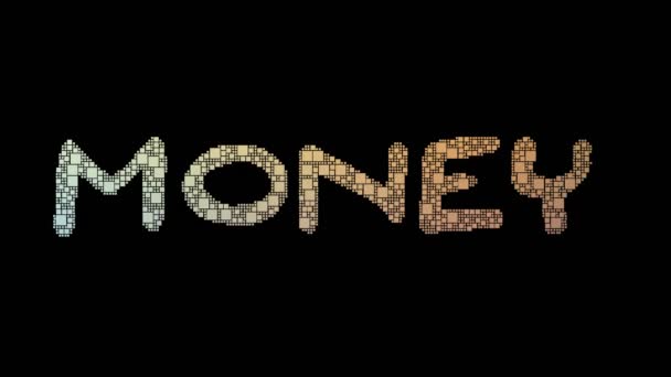 Money Market Pixelated Text Changing Looping Grid Glitch Effect — Stock Video