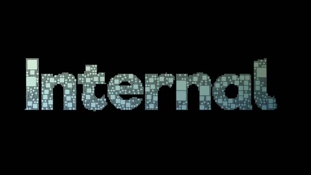 Interne Omzet Pixelated Text Transforming Looping Boxes Met Glitch Effect — Stockvideo