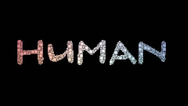 Human Beings Pixelated Text Changing Looping Grid Glitch Effect — Stock Video