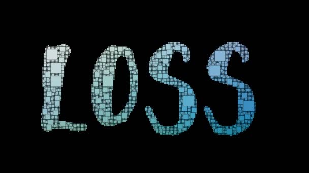 Förlustkvot Pixelated Text Sammanslagning Looping Grid Med Glitch Effect — Stockvideo