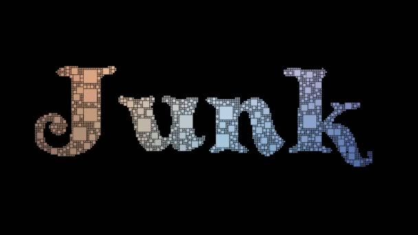 Junk Food Pixelated Text Transformarea Pixeli Looping Efect Glitch — Videoclip de stoc