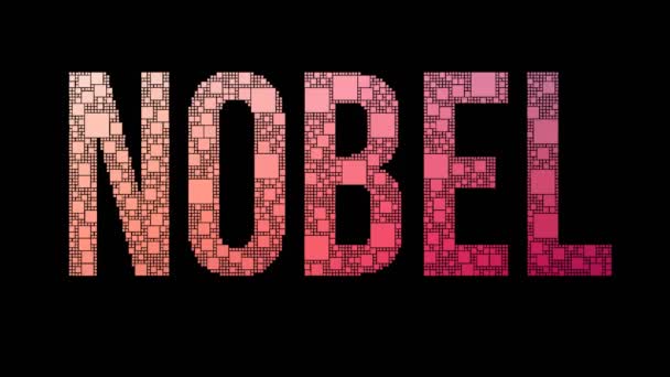 Nobel Prize Pixelated Text Morphing Looping Squares Glitch Effect — Stock Video