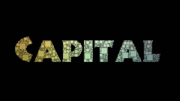 Capital Account Pixelated Text Morphing Hurok Dobozok Hibahatással — Stock videók