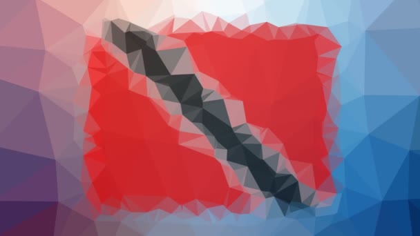 Trinidad Tobago Vlag Iso Verschijnen Raar Tessellated Looping Bewegende Polygonen — Stockvideo