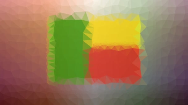 Benin Flag Iso Halványul Modern Tessellation Hurok Animációs Háromszögek — Stock videók