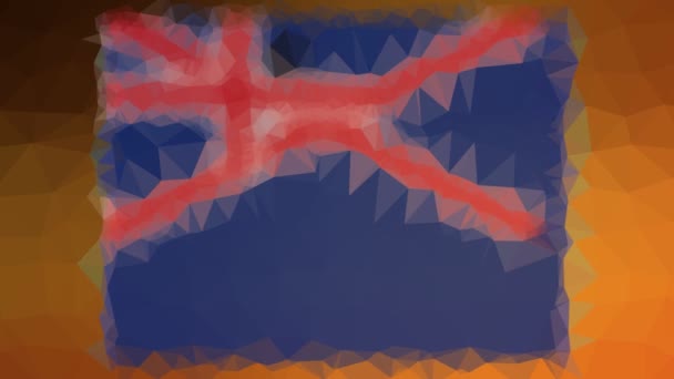 Σημαία Νέας Ζηλανδίας Iso Διάλυση Ενδιαφέρουσα Tessellated Looping Πολύγωνα Παλμική — Αρχείο Βίντεο