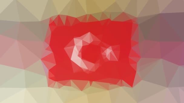 Turkiet Flagga Iso Upplösning Moderna Tessellerande Looping Animerade Polygoner — Stockvideo