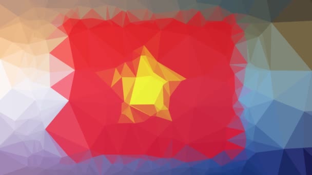 Vietnam Vlajka Iso Rozpouštění Podivné Tessellated Smyčka Pulzující Trojúhelníky — Stock video