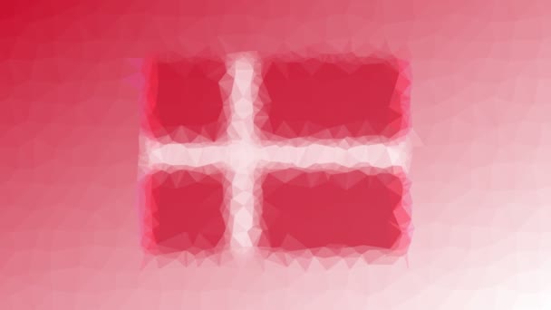 丹麦国旗Iso Dk淡出有趣的Tessellation循环动画多边形 — 图库视频影像