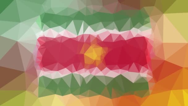 Suriname Flag Iso Dissolvenza Tecnologica Tessellatura Loop Pulsanti Triangoli — Video Stock