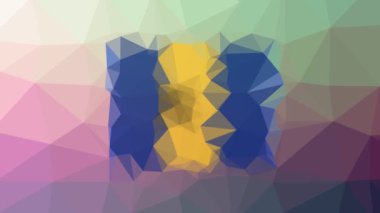 Barbados Flag ISO: BB teknolojik tesselleştirilmiş döngü hareketli üçgenler