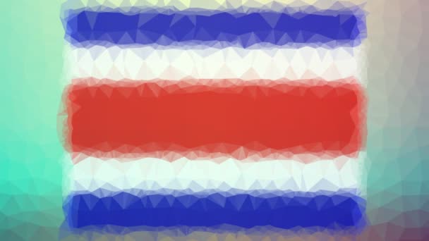 Kosta Rika Bayrağı Iso Tuhaf Tessellasyon Döngüsü Hareketli Üçgenler Silindi — Stok video