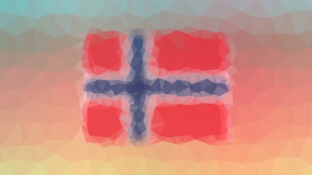 Norway Flag Iso Dissolving Techno Tessellated Looping Pulsing Polygons — Stock Video