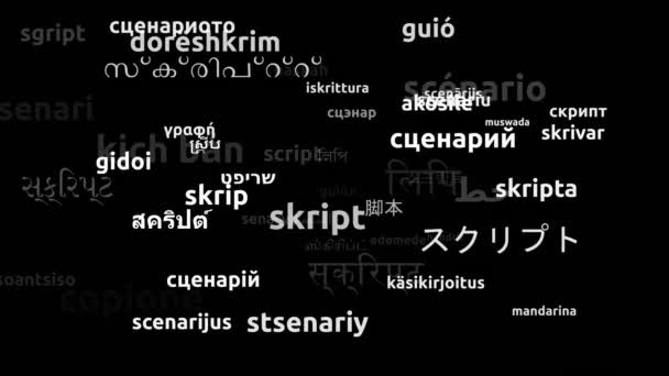Script Tradotto Lingue Tutto Mondo Looping Infinito Zoom Wordcloud Mask — Video Stock