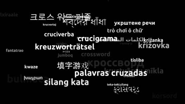 Crossword Traduzido Worldwide Languages Endless Looping Zooming Wordcloud Mask — Vídeo de Stock
